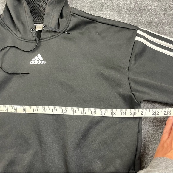 ADIDAS Men’s Black hooded sweatshirt hoodie with 3 striped sleeve size: Small - Picture 5 of 6
